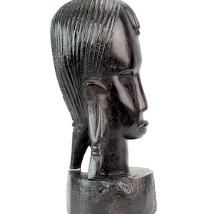 Vintage African Wood Carving Bust Figure 6 Inches Tall