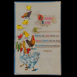 Vintage Postcard A Blessed Easter Embossed Chickens Chicks