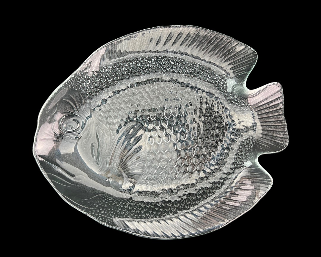 Vintage Glass Fish Serving Tray Arcoroc Nautical Seaside Etsy