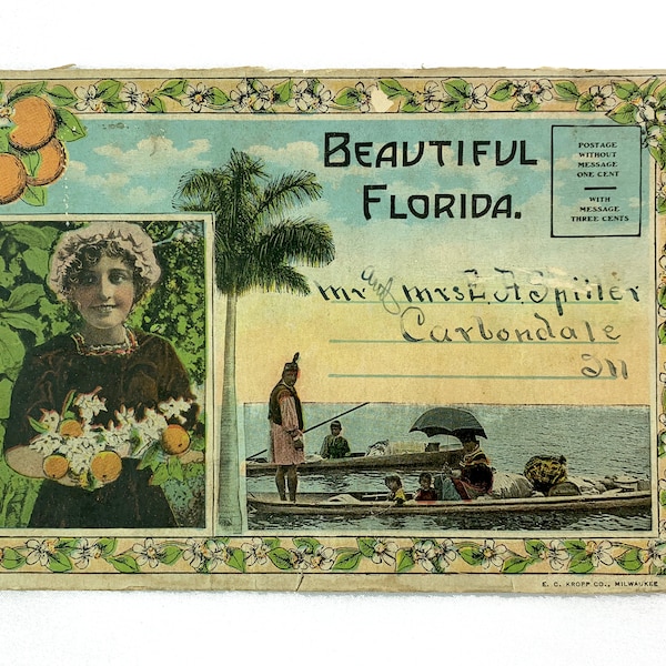 Old Florida Vintage Postcards Souvenir Books Sepia Photographs Folding Booklets Before Disney! Orange Groves