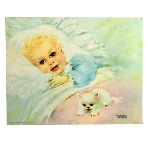 Arte vintage para bebês, hora de acordar, Florence Kroger, impressão em papelão