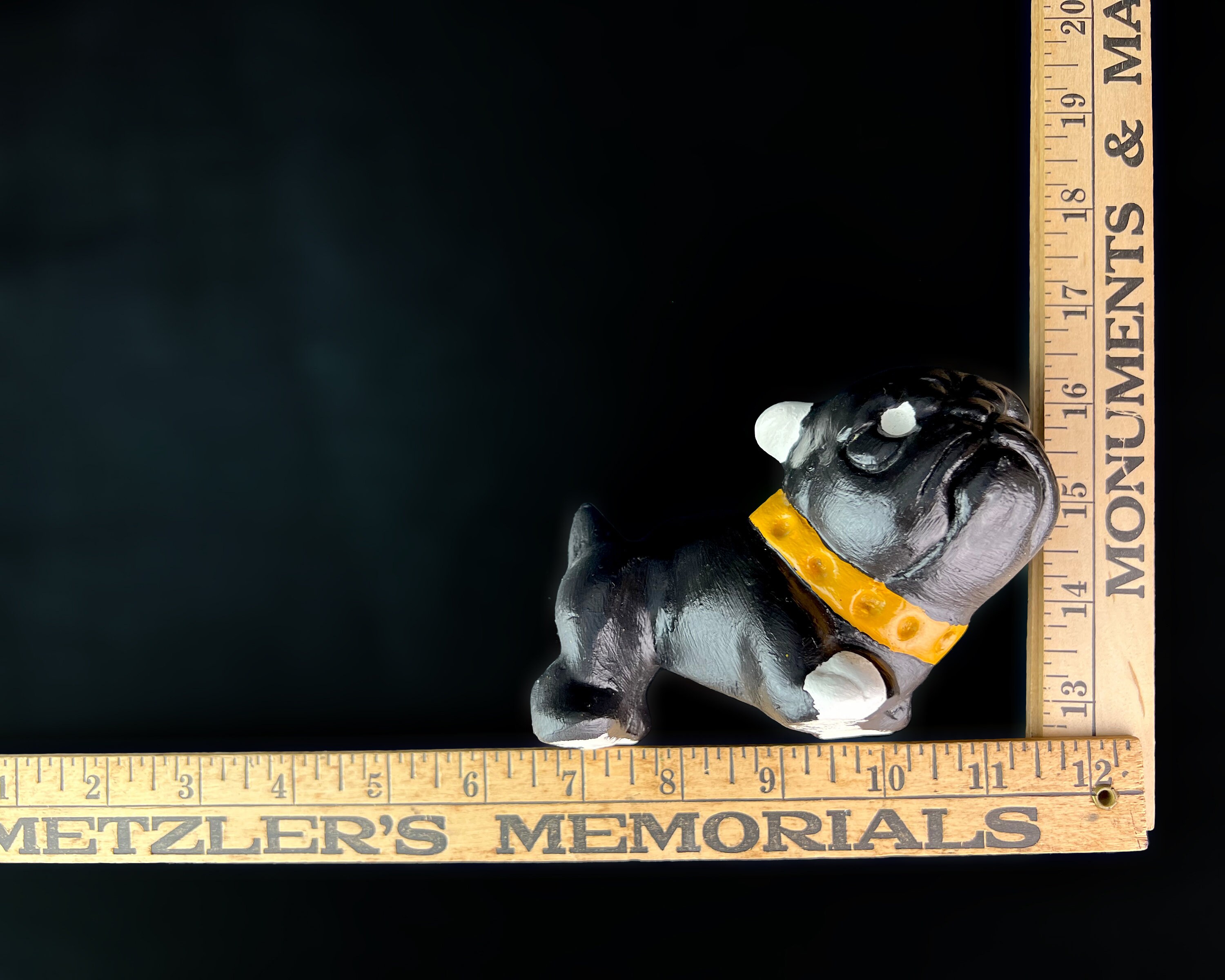 Vintage Chalkware Bulldog DOG Black With Yellow Collar - Etsy