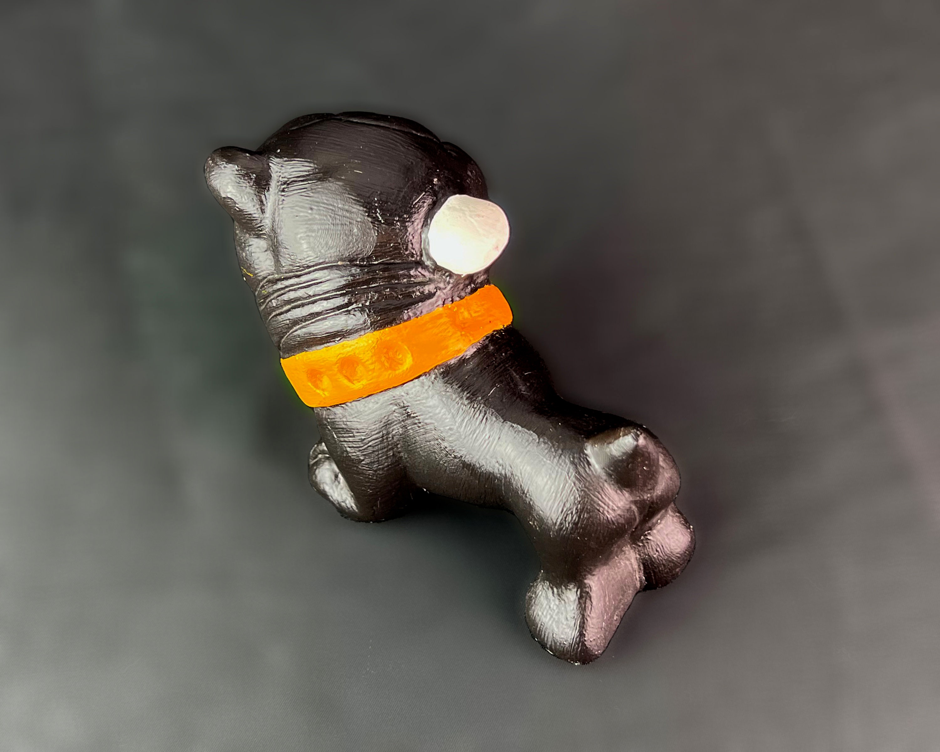 Vintage Chalkware Bulldog DOG Black With Yellow Collar - Etsy