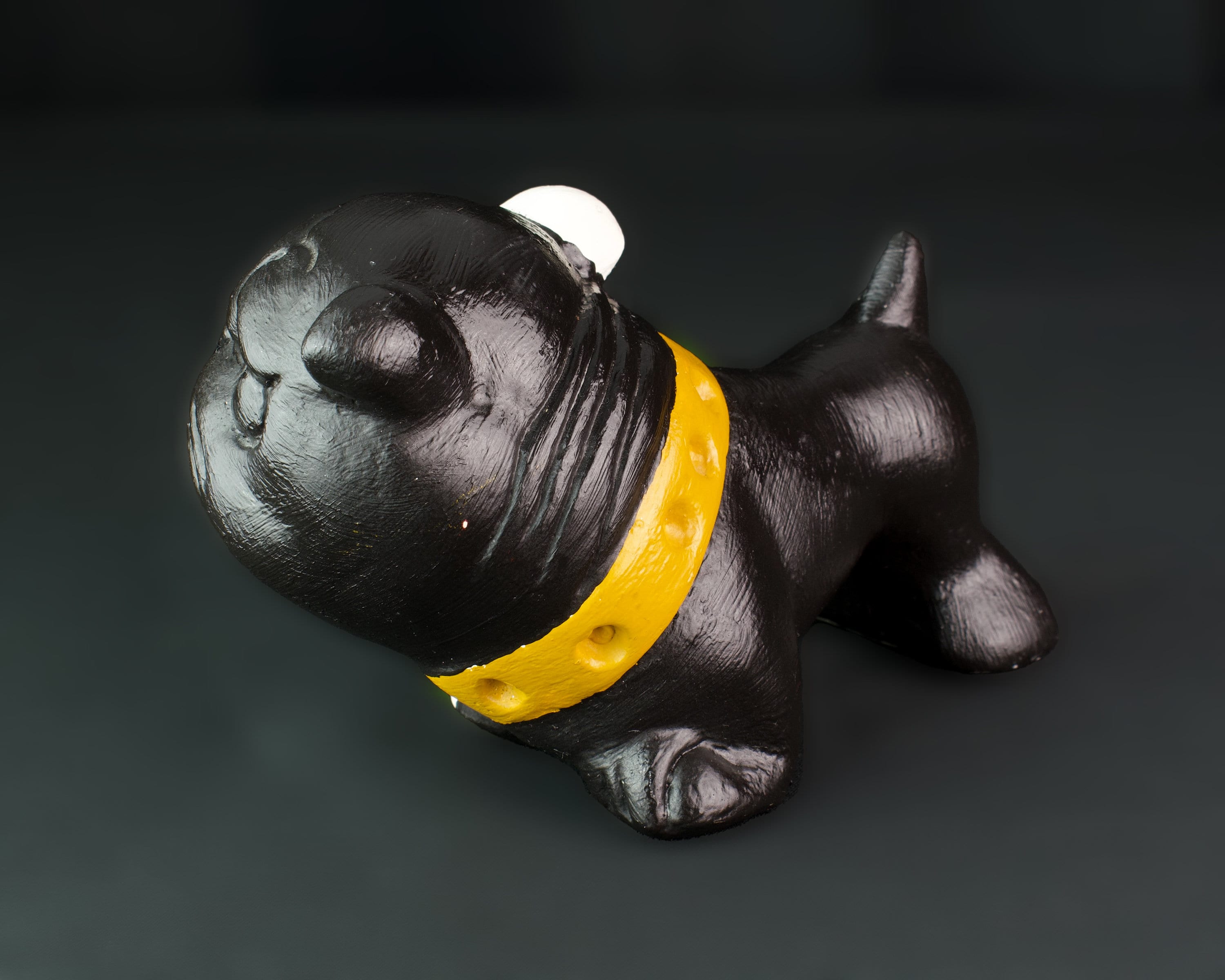 Vintage Chalkware Bulldog DOG Black With Yellow Collar - Etsy