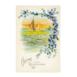 Tarjeta efímera de saludos de postal vintage y recuerdos entrañables