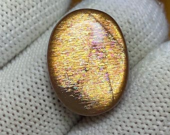 Natural Rainbow lattice sunstone from tanzania loose gemstone for jewellery ,Size =18x14x6MM