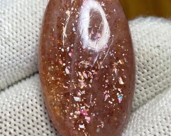 Regenbogen Confetti Sonnenstein Cabochon | Auffälliger Edelstein für Schmuck (32x18x7MM)