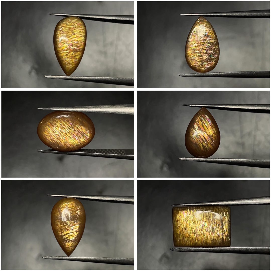 Fire Sunstone Rainbow Fire Lattice Sunstone Mixed Shape Cabochon From Tanzania Smooth ...