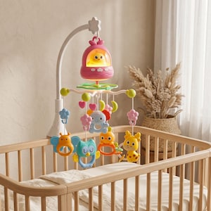 Remote Control Baby Crib Mobile | 360 Rotating Musical Bed Bell | Bird Nursery Decor with Night Light | Newborn Timing Toy | Infant Gift