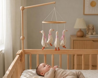 Duck Goose Baby Mobile | Neutral Nursery Decor | Flying Bird Crib Hanging | Boho Baby Mobile | Newborn Shower Gift
