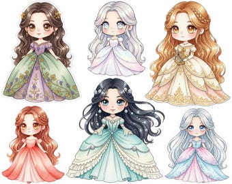 Princess Watercolor Png Bundle, Princess Watercolor Clipart, Digital Elsa, Anna, Aurora, Mermaid, Jasmine, Tiana, Belle, Diana Luna Rapunzel