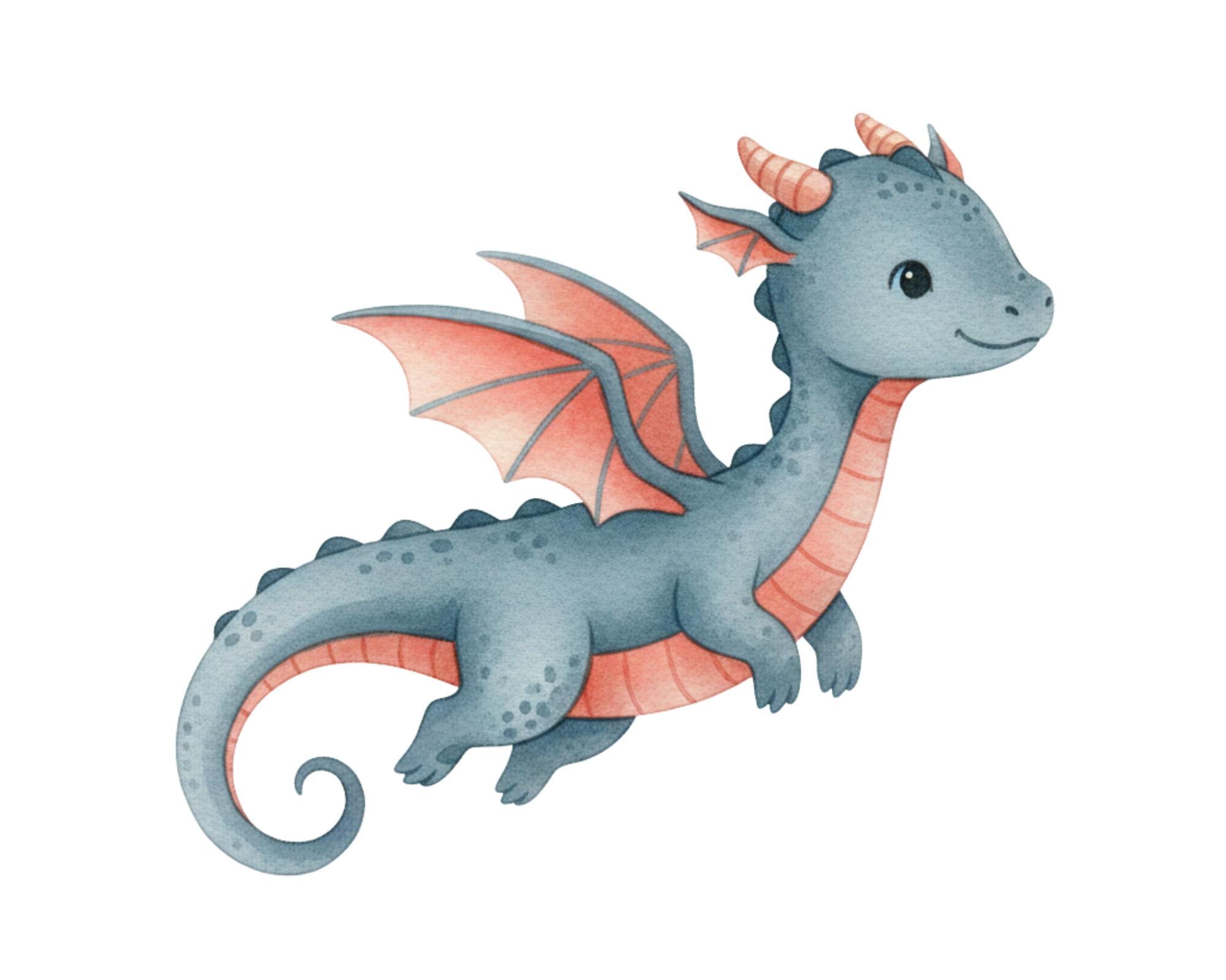 Watercolor Baby Dragons Clipart Bundle, Cute Baby Dragon Png Clipart ...