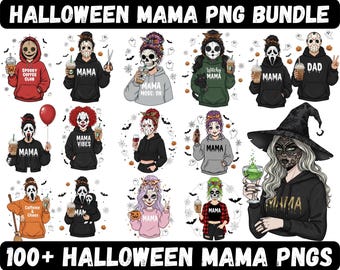Pakiet Horror Halloween Mama Family PNG, Spooky Mama Png, Horror Mom Png, Halloween Mama Clipart Design png, Pakiet Horror Mama 100+ PNG,