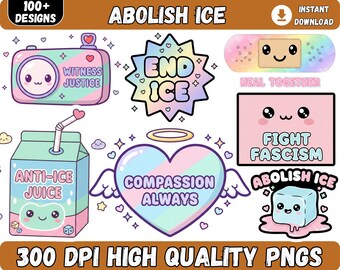100 以上の Abolish Ice PNG バンドル、クリップアート、デジタル Anti Ice ステッカー昇華、反トランプ抗議、Chinga la migra、ファシズム、即時ダウンロード。