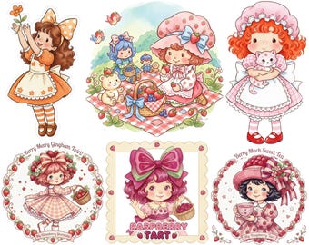 Strawberry and Friends png, Berry Sweet Girl Cartoon Kids, Coquette Bows png, vakantievibes 2025, aardbei stripfiguur png