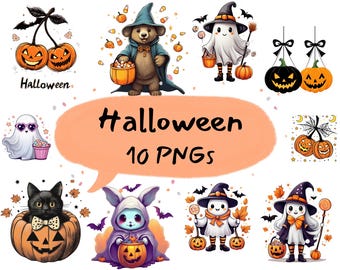 10 cute Halloween PNG mega bundle, halloween horror mickey halloween sublimaiton designs, ghost clipart bundle, halloween vintage decor