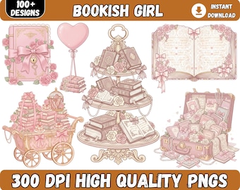 100+ Bookish Png bundle,Bookish Girl Clipart, Books Lovers Clipart, Bookish Girlie Png, Bookish Love Quote, Cute Bookish Stickers.