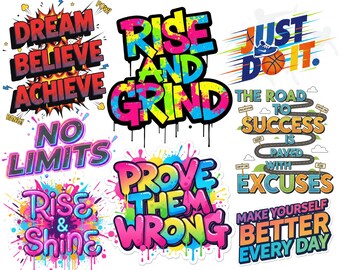 Watercolor Inspirational Quotes Clipart Bundle: Motivational PNG Images (Digital Download)