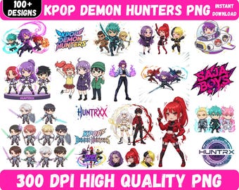 Kpop Huntrix Png-paket, Demon Hunters Png, Anime Lover-present, Saja Boys Kpop Fan Art, Huntrix Merch Fans, Huntrix Clipart-paket