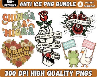 Ice PNG Bundle Clipart, digital Anti Ice sticker sublimation anti-Trump protests, Chinga la migra, fascism, transparent background