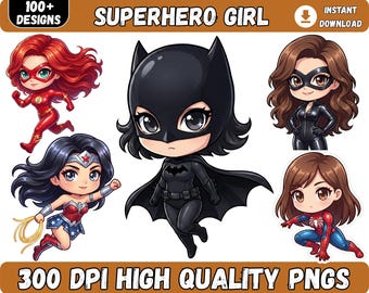 100+ BUNDEL superheld meisje clipart png held meisje ontwerp voor sublimatie png 300 dpi hoge resolutie png tshirt mok cartoon meisje held ontwerp