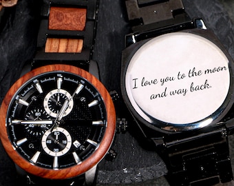 Engraved Wooden Watch for Husband,1st Anniversary Gift For Him,Engraved Watch,Mens Watch,Valentines Day Gift for Him,Boyfriend Gift