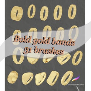 Procreate-bandborstels - goud- en textuurbanden 31 stempels (digitale download)
