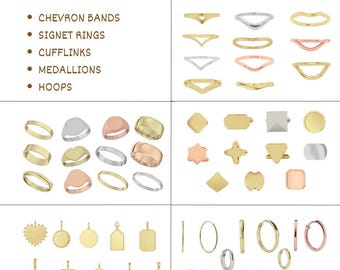 Pacote de pincéis alegres para procriar anéis de sinete, alianças chevron, argolas, medalhões e abotoaduras