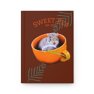 Sweetpea squirrel in teacup Journal | Hardcover matte, botanical design