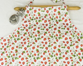 Plus Size Strawberries on White Apron - ready to ship