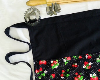 Retro Strawberries and Dots Adult Apron - ready to ship