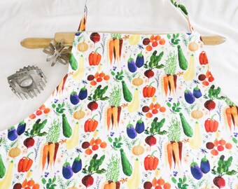 Plus Size Apron - Veggie Harvest - ready to ship