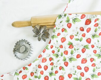 Strawberries on White Youth Size Apron - ready to ship