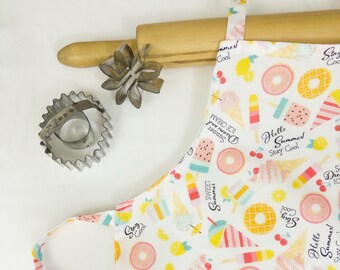 Popsicles and Ice Cream Treats Child Apron - white - ready to ship