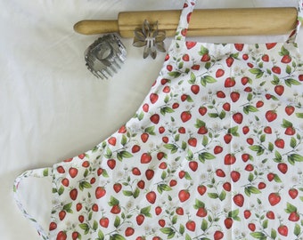 Strawberries on White Adult Apron - ready to ship