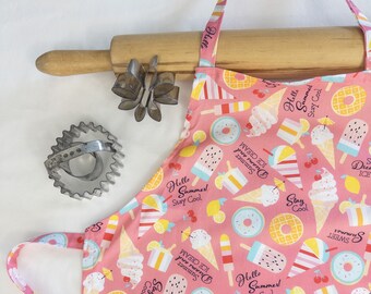 Popsicles and Ice Cream Treats Child Apron - coral pink - ready to ship