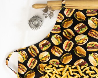 Hamburger Adult Apron with French Fry Pocket - ready to ship