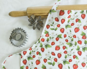 Strawberries on White Child Apron - ready to ship