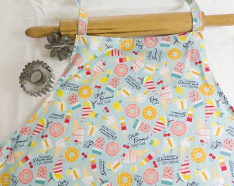 Plus Size Popsicles and Ice Cream Treats Apron - blue - ready to ship
