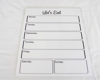Let's Eat Dry Erase Menu Meal Planning Board - ready to ship
