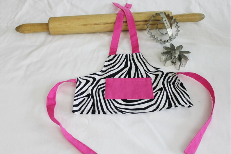 ready to ship Zebra /& Hot Pink Doll Apron