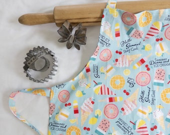 Popsicles and Ice Cream Treats Child Apron - blue - ready to ship