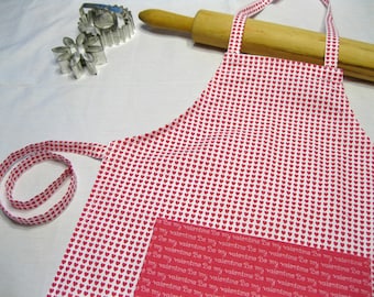 Child Apron - Valentines Day Hearts - ready to ship