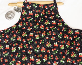 Plus Size Retro Strawberries and Dots Apron - ready to ship