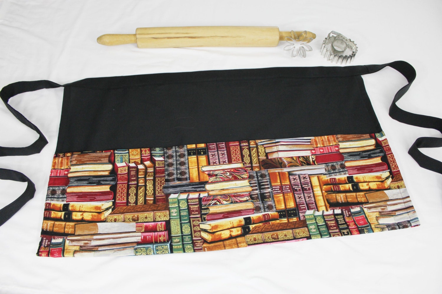 Adult Apron - Books With Black Background - Waist Apron - Ready to Ship ...