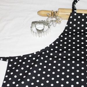 Black and White Polka Dot Adult Apron - ready to ship