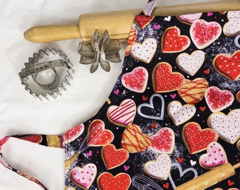 Valentine Heart Cookies Child Apron - ready to ship