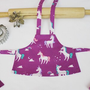 Unicorns on Purple Doll Apron - ready to ship