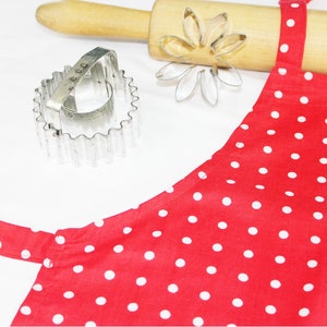 Red and White Polka Dot Child Apron ready to ship image 1