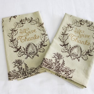 Give Thanks Thanksgiving Cloth Napkins - Double Sided, Thick and Large - set of 2 - ready to ship